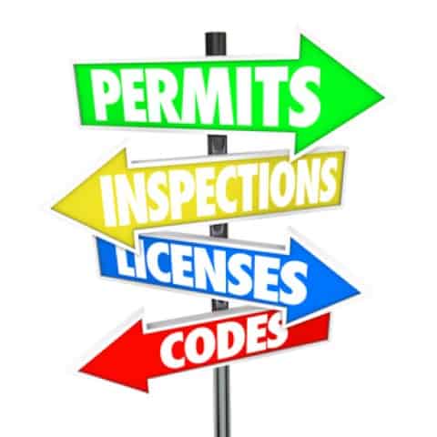Permits Inspections Licenses Codes Words Arrow Road Signs