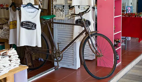 bike in shop in pathway