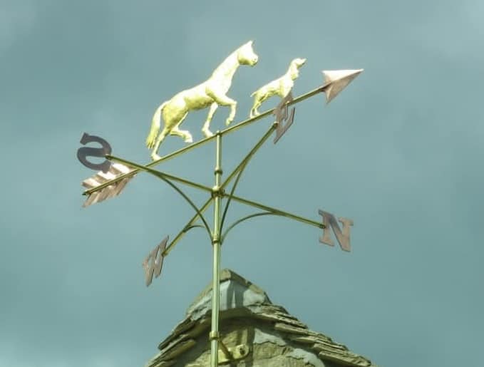 Jankowski Weathervanes - Horse and Hound weathervane in gold leaf