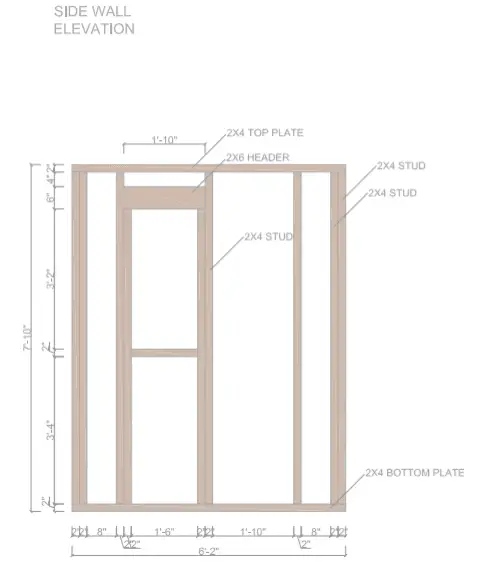 6 x 6 Shed Plans - Side Wall Frame