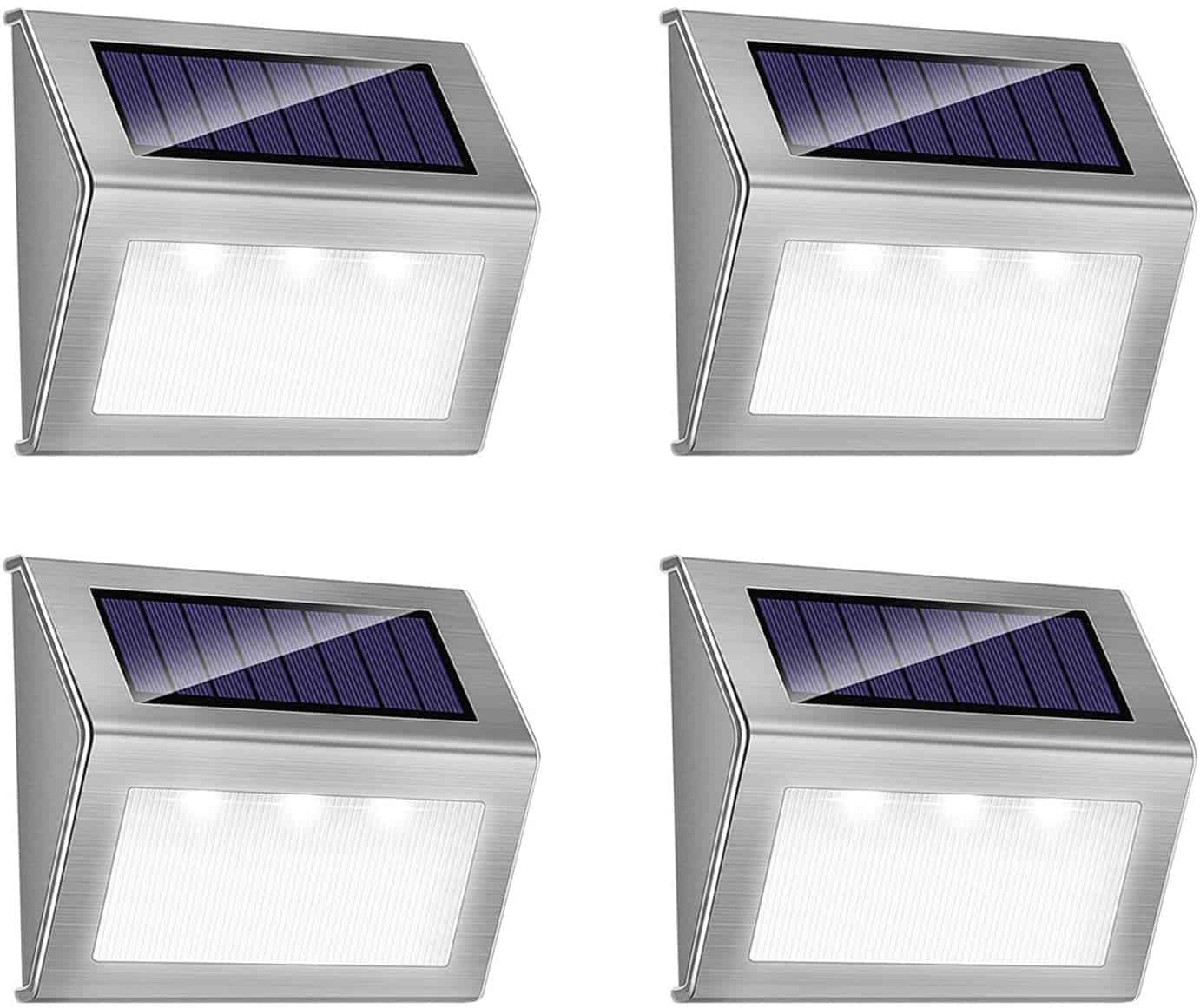 Solar Step Lights, iThird LED Solar Powered Stair Lights Stainless Steel